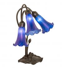 Meyda Black 254291 - 16" High Blue Tiffany Pond Lily 3 Light Accent Lamp