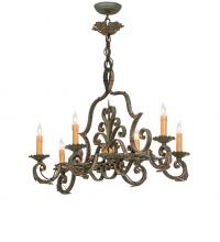 Meyda Black 254930 - 36" Long Rosalie 6 Light Chandelier