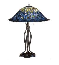 Meyda Black 28504 - 30"H Tiffany Peacock Feather Table Lamp