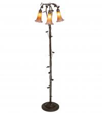 Meyda Black 38635 - 58" High Amber/Purple Tiffany Pond Lily 3 Light Floor Lamp