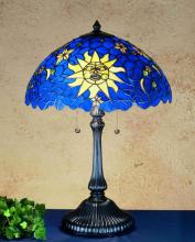 Meyda Black 47980 - 16" SUN; MOON & STARS IN THE SKY SHADE-23" RIBBED BASE 2LT PC.604