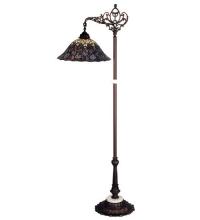 Meyda Black 65840 - 61"H Tiffany Peacock Feather Bridge Arm Floor Lamp