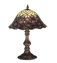 Meyda Black 67885 - 16.5"H Tiffany Peacock Feather Accent Lamp