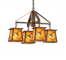 Meyda Black 67987 - 28" Wide Whispering Pines 4 Light Chandelier