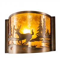 Meyda Black 70703 - 12" Wide Deer at Lake Wall Sconce