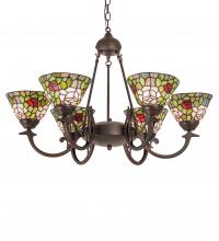 Meyda Black 72651 - 32" Wide Tiffany Rosebush 6 Light Chandelier