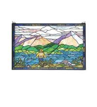 Meyda Black 73649 - 30"W X 19"H Fly Fishing Stained Glass Window