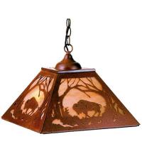 Meyda Black 73995 - 16"Sq Buffalo at Dawn Pendant