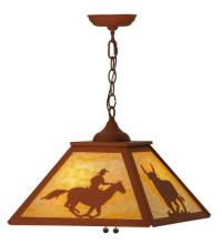 Meyda Black 74033 - 16"Sq Cowboy & Steer Pendant