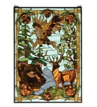 Meyda Black 77732 - 25"W X 35"H Wilderness Stained Glass Window