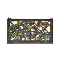 Meyda Black 78088 - 22"W X 12"H Tiffany Grape Arbor Stained Glass Window