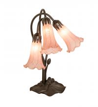 Meyda Black 98715 - 16" High Pink Tiffany Pond Lily 3 Light Accent Lamp