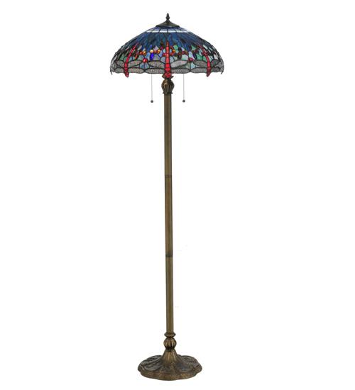 60"H Tiffany Hanginghead Dragonfly Floor Lamp