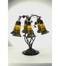 Meyda Yellow 102415 - 19" High Stained Glass Pond Lily 6 Light Table Lamp