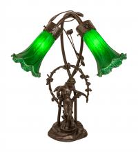 Meyda Yellow 109514 - 17" High Green Tiffany Pond Lily 2 Light Trellis Girl Accent Lamp