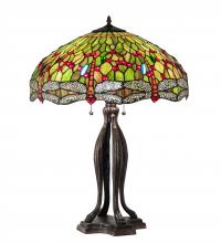 Meyda Yellow 109607 - 30" High Tiffany Hanginghead Dragonfly Table Lamp