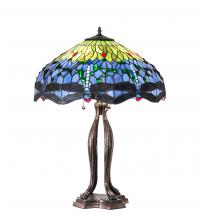 Meyda Yellow 109609 - 33" High Tiffany Hanginghead Dragonfly Table Lamp