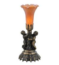 Meyda Yellow 11021 - 13" High Amber Tiffany Pond Lily Twin Cherub Accent Lamp