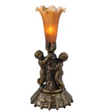 Meyda Yellow 11476 - 12" High Amber Pond Lily Twin Cherub Mini Lamp