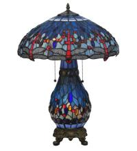 Meyda Yellow 118840 - 25" High Tiffany Hanginghead Dragonfly Table Lamp