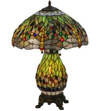 Meyda Yellow 118845 - 25"H Tiffany Hanginghead Dragonfly Lighted Base Table Lamp