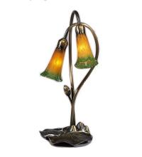 Meyda Yellow 12939 - 16" High Amber/Green Pond Lily 2 LT Accent Lamp