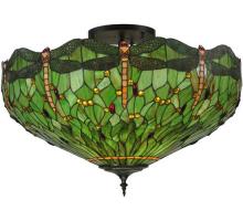 Meyda Yellow 130673 - 38"W Tiffany Hanginghead Dragonfly Flushmount