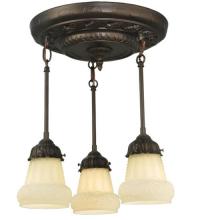 Meyda Yellow 130778 - 15" Wide White Puffy Rose 3 Light Semi-Flushmount