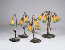 Meyda Yellow 13595 - 16" High Amber/Green Pond Lily 3 LT Accent Lamp