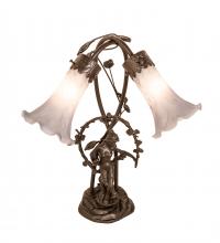 Meyda Yellow 142212 - 17" High Gray Tiffany Pond Lily 2 Light Trellis Girl Accent Lamp