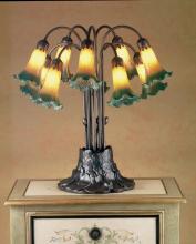 Meyda Yellow 14357 - 22"H Amber/Green Tiffany Pond Lily 10 LT Table Lamp