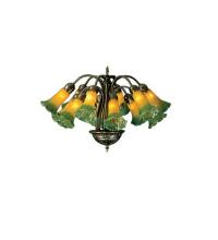 Meyda Yellow 15997 - 20" Wide Amber/Green Pond Lily 12 LT Chandelier