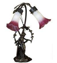 Meyda Yellow 16697 - 17" High Pink/White Tiffany Pond Lily 2 Light Trellis Girl Accent Lamp