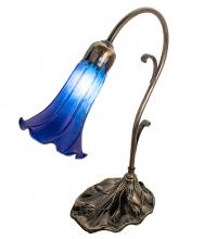 Meyda Yellow 17056 - 15" High Blue Tiffany Pond Lily Accent Lamp