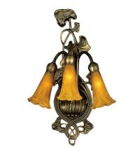 Meyda Yellow 17191 - 10.5"W Amber Pond Lily 3 LT Wall Sconce