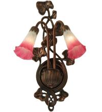 Meyda Yellow 17616 - 11"W Pink/White Pond Lily 2 LT Wall Sconce