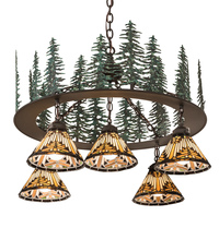 Meyda Yellow 197163 - 34" Wide Nuevo Mission Tall Pines 5 Light Chandelier