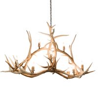 Meyda Yellow 200467 - 66.5" Long Antlers Elk 10 Light Oblong Chandelier