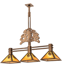 Meyda Yellow 205479 - 45" Long Oak Tree Oak Leaf 3 Light Island Pendant