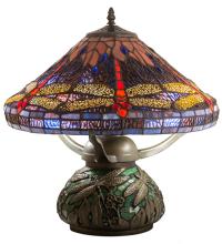 Meyda Yellow 212524 - 16" High Tiffany Hanginghead Dragonfly Cone Table Lamp