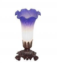 Meyda Yellow 231540 - 8" High Blue/White Pond Lily Victorian Mini Lamp