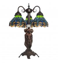 Meyda Yellow 245483 - 23" High Tiffany Hanginghead Dragonfly 3 Light Table Lamp