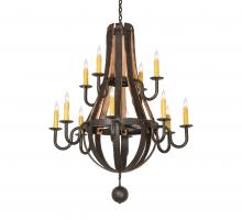 Meyda Yellow 247815 - 48" Wide Barrel Stave Madera 12 Light Two Tier Chandelier