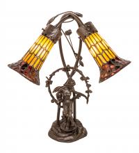 Meyda Yellow 251672 - 17" High Stained Glass Pond Lily 2 Light Trellis Girl Accent Lamp