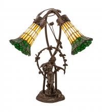 Meyda Yellow 251675 - 17" High Stained Glass Pond Lily 2 Light Trellis Girl Accent Lamp