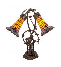 Meyda Yellow 251676 - 17" High Stained Glass Pond Lily 2 Light Trellis Girl Accent Lamp