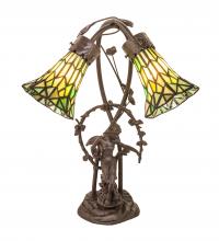 Meyda Yellow 251677 - 17" High Stained Glass Pond Lily 2 Light Trellis Girl Accent Lamp