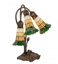 Meyda Yellow 251686 - 16" High Stained Glass Pond Lily 3 Light Accent Lamp