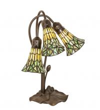 Meyda Yellow 251688 - 16" High Stained Glass Pond Lily 3 Light Accent Lamp