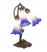 Meyda Yellow 251859 - 16" High Blue/White Pond Lily Tiffany Pond Lily 3 Light Accent Lamp